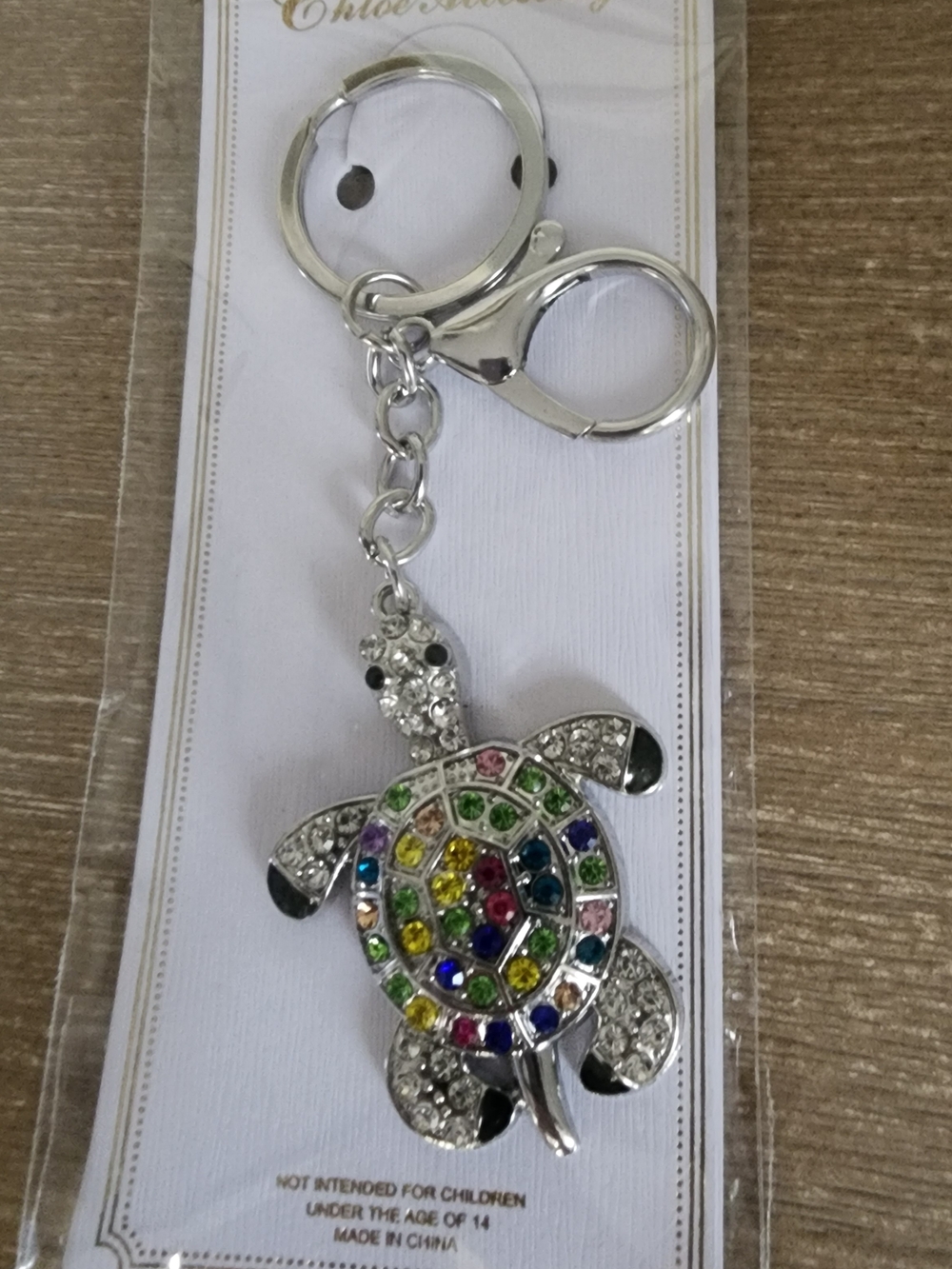 Silver Multi-Color Turtle Keychain 4×2